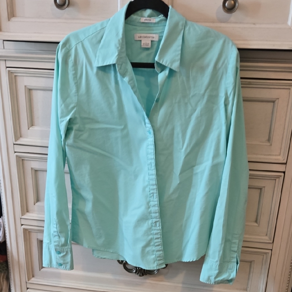 Liz Claiborne Aqua Long Sleeve Shirt